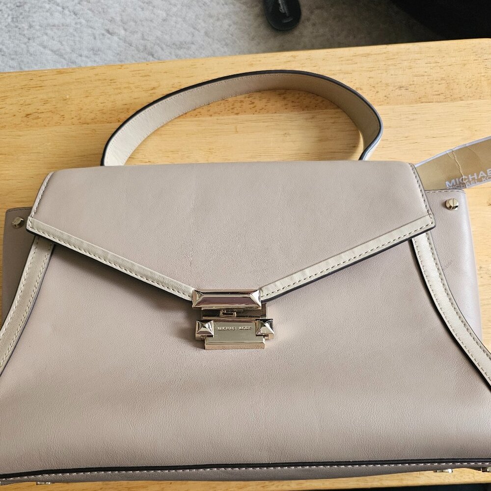NWT - Whitney Large Leather Satchel - Truffle/Oat/Beige
